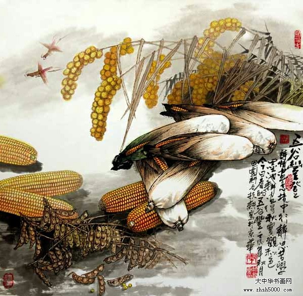 五谷丰登简笔画_手绘